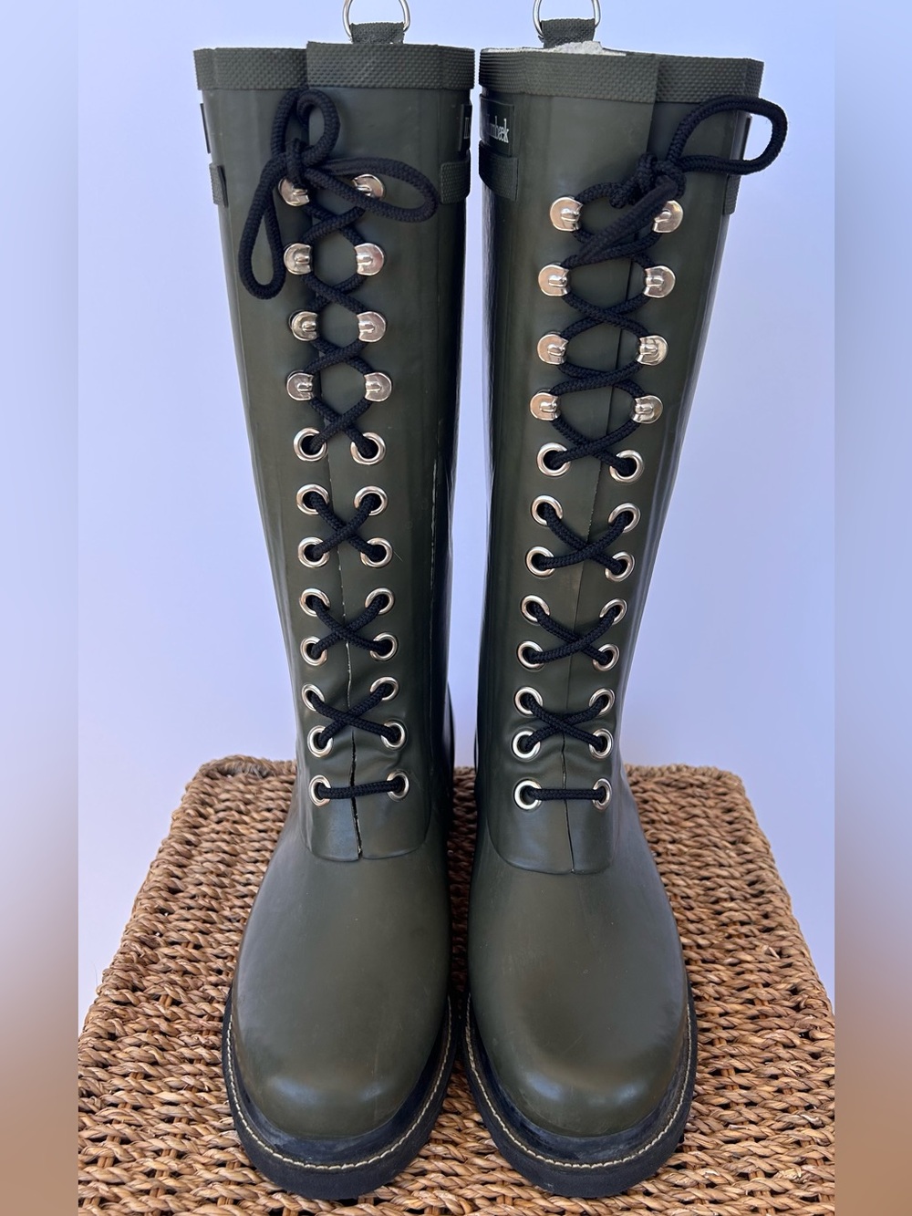 Ilse Jacobsen Hornbaek Women’s Rub 1 Long Lace-Up Rubber Rain Boots EU 37